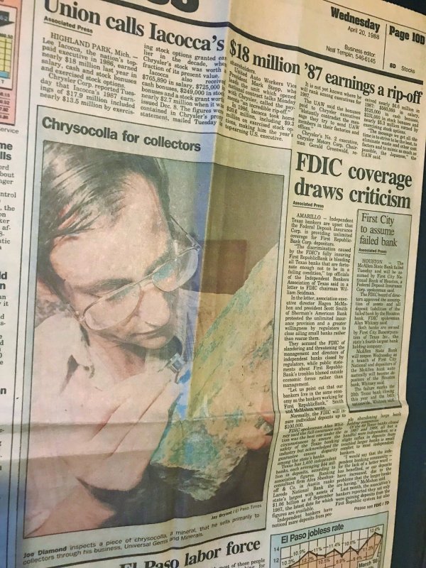 Joe in newspaper in 1988