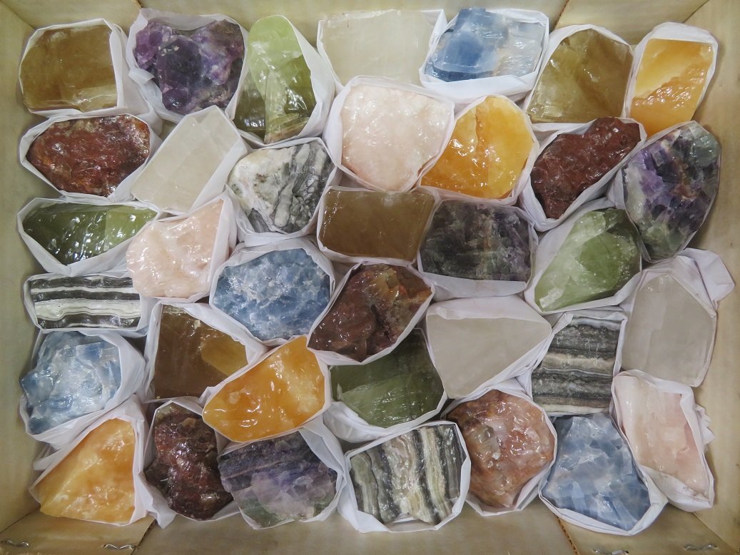 Mixed Colored Calcite Specimen Flat