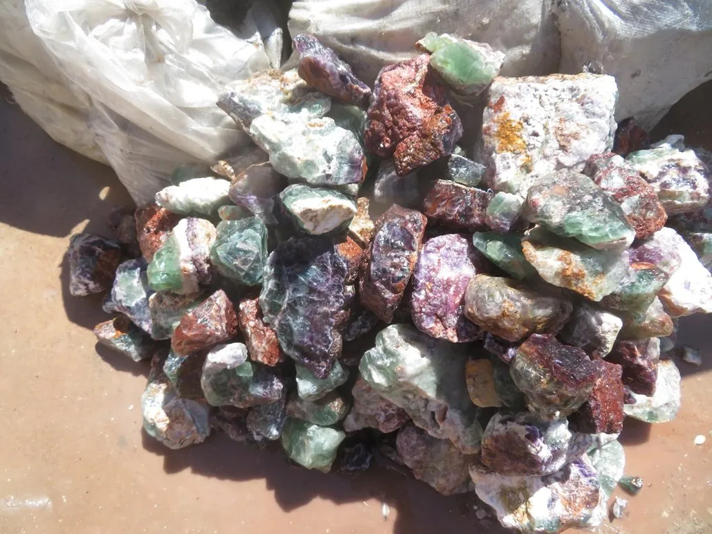 Multi Colored Fluorite Cutting Rough