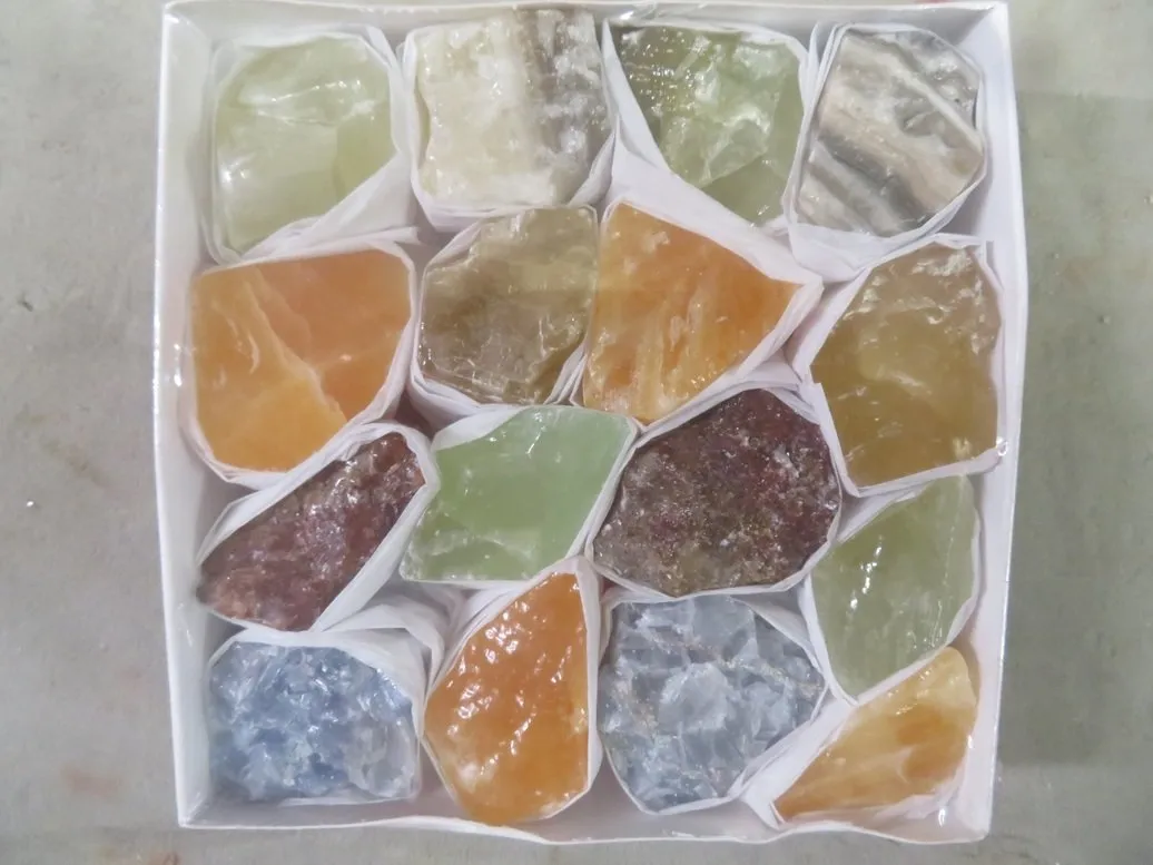 Small Mixed Colored Calcite Specimen Flat