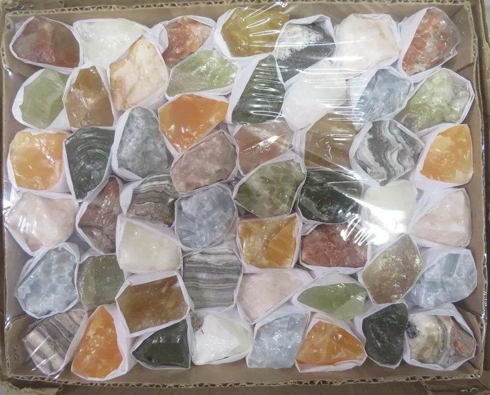 Mixed Colored Calcite Specimen Flat